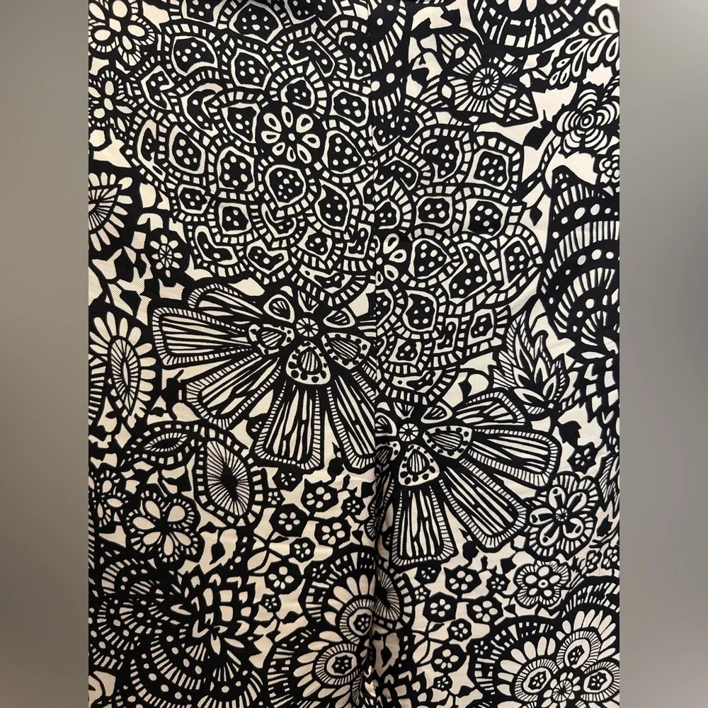 Ann Taylor Floral 100% Silk Black & White Lined Pants